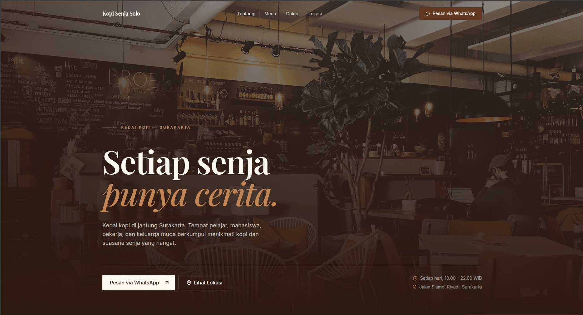 Preview Demo Landing Page Kedai Kopi